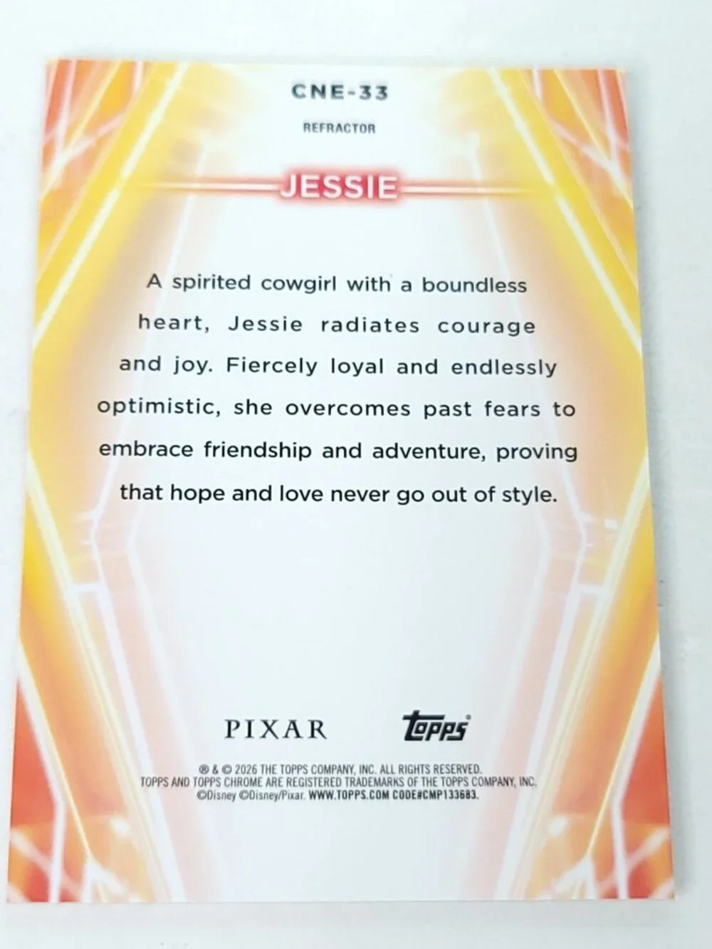 Jessie Topps 2026 Disney Neon Holo Chrome Refractor Limited 171/199 CNE